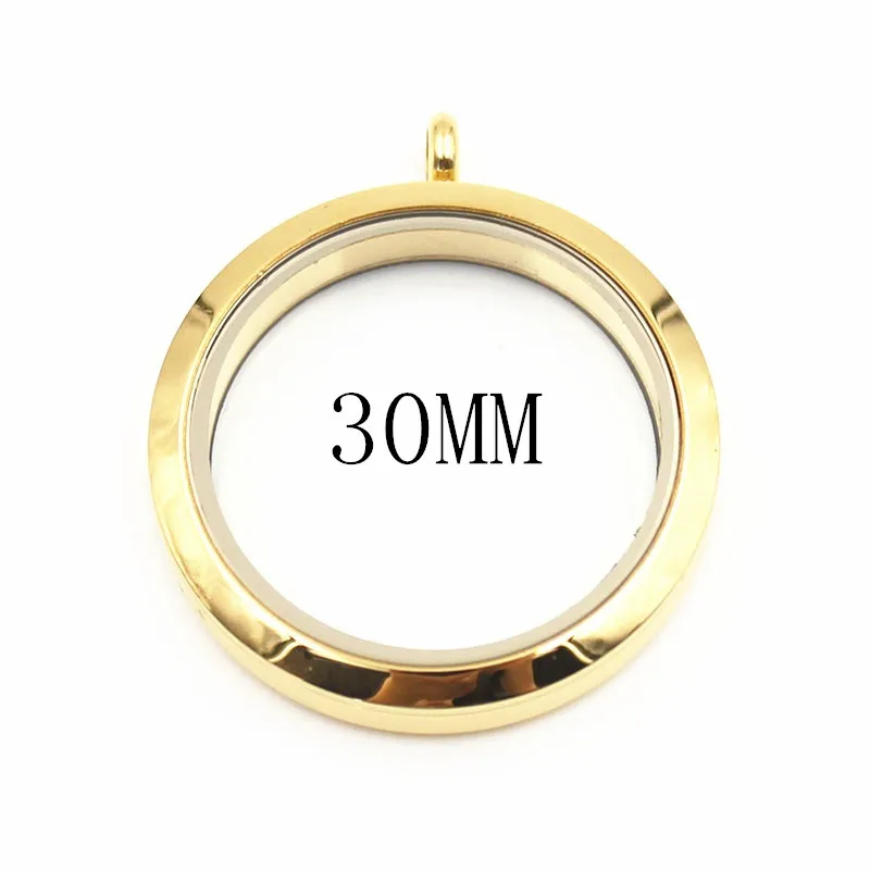 gold 30mm Водонепроницаемый плавающий медальон из розового золота, нержавеющая сталь, простой витой винт, плавающий стеклянный медальон для ювелирных изделий DIY - Окраска металла: gold 30mm