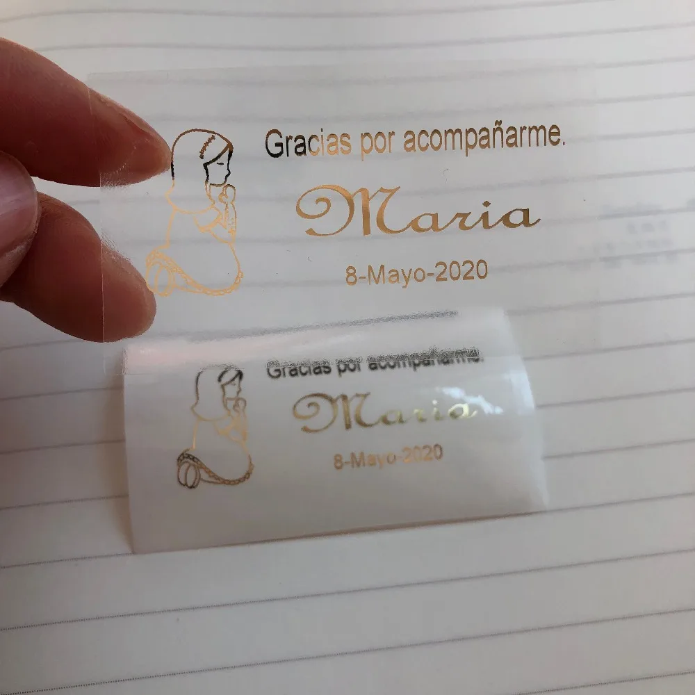 Персонализированная прямоугольная прозрачная наклейка для девочки Первого