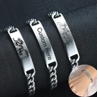 Персонализированные браслеты на заказ для женщин мужчин никогда не выцветают Твердые серебристый оттенок из нержавеющей стали семейные подарки на день рождения