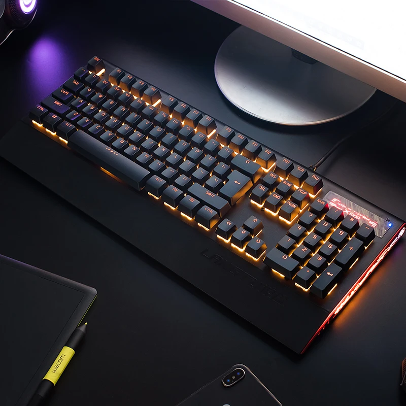 Оригинальная K100 USB Проводная игровая механическая клавиатура для PUBG e-sports клавиатура черный/синий переключатель большая подставка для запястья - Цвет: model 1
