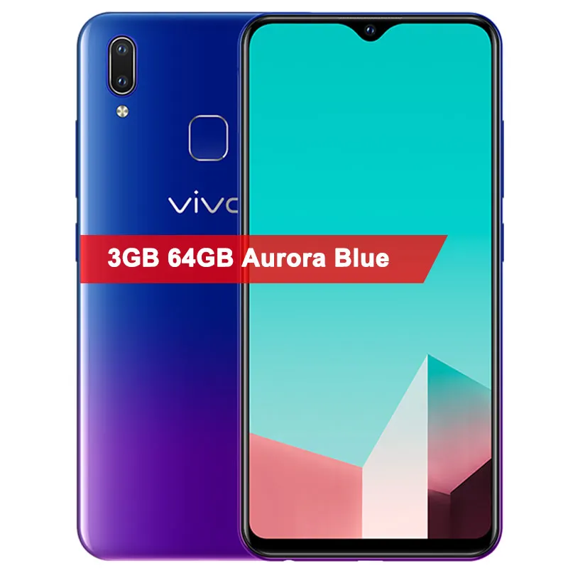 3GB 64GB Aurora blue Vivo U1 мобильный телефон 6," 64G rom 4030mAh Восьмиядерный Android 8,1 камера 8.0MP+ 13.0MP отпечаток пальца для лица ID мобильный телефон - Цвет: 3GB 64GB Aurora blue