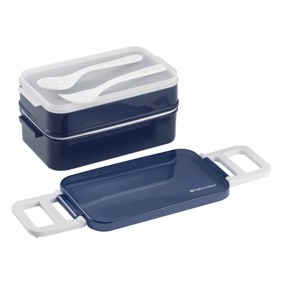 850ml Double Layer Microwave Lunchbox Food Storage Container Lunch Bento Boxes Dinnerware with Cutlery Set & Fork | Дом и сад