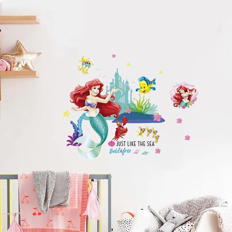 Водонепроницаемая наклейка русалка Disney для ванной украшение детской спальни