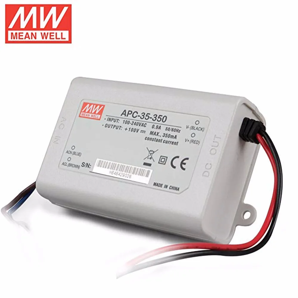 Оригинальный Meanwell Светодиодный драйвер APC 35 350 один выход Вт 28 ~ 100V 350mA бренд Mean well