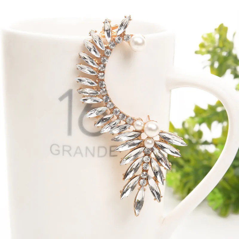 2016 новые модные большие преувеличенные серьги каффы с кристаллами и жемчугом в