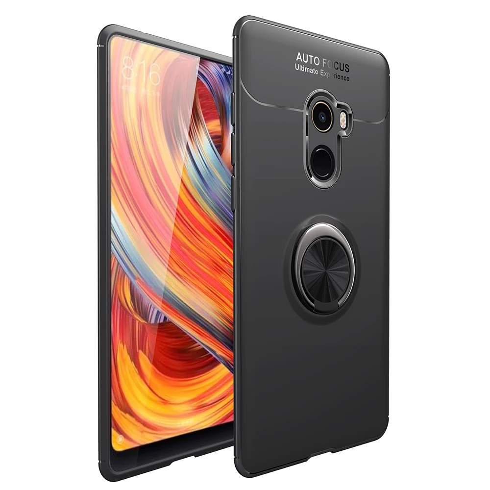 Черный Брелок держатель чехол для телефона для Xiaomi mi Mix 2 2S A2 красный mi Note 6 Pro 5 Pro F1 Магнитная автомобильная подставка мягкий силиконовый матовый чехол - Цвет: Черный