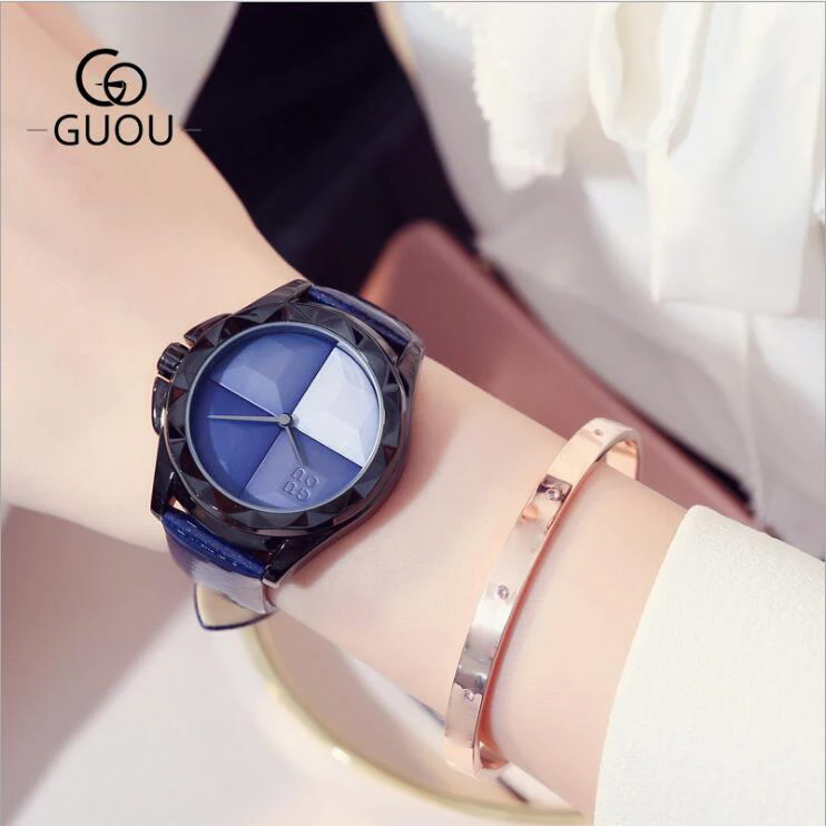 Часы GUOU топ роскошные женские часы Румяна параграф прилив кварцевые модные
