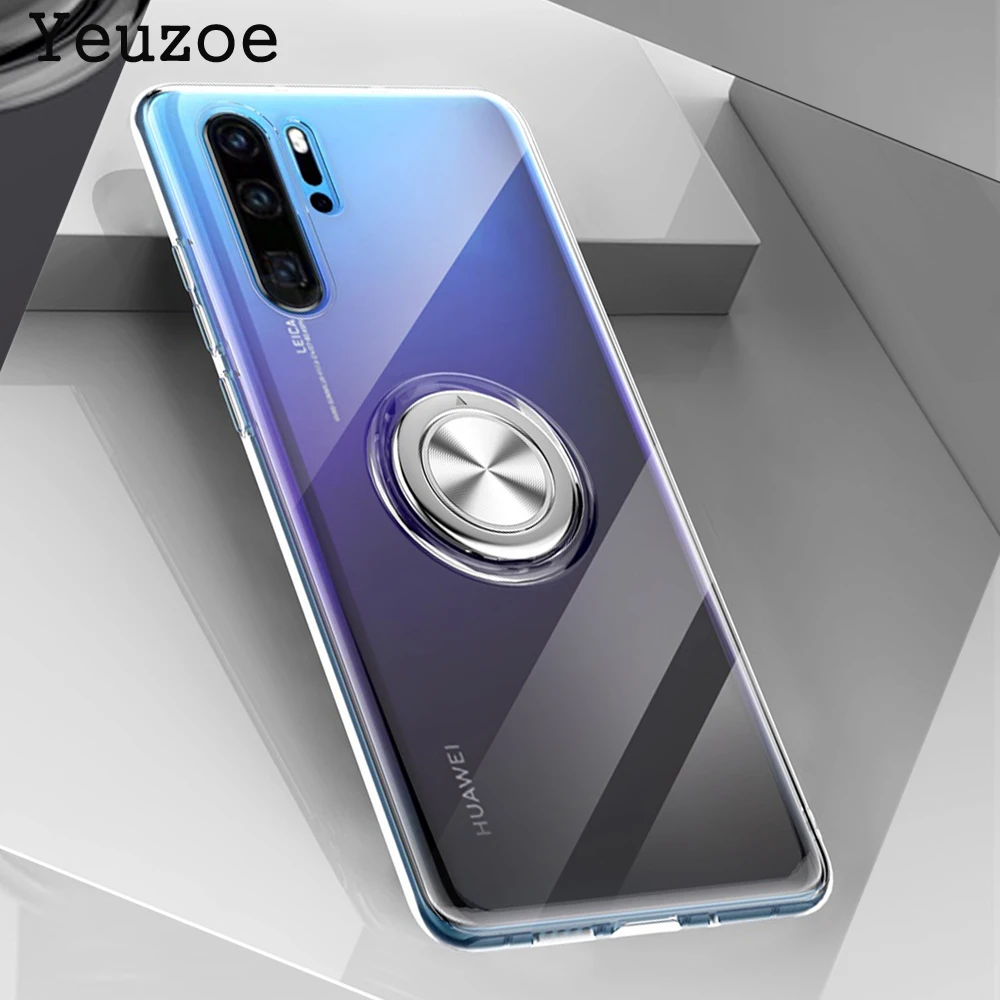 Adsorption Magnetic Car Bracket Clear Case For huawei p30 lite Soft tpu Silicon Cover pro p30lite p30pro |