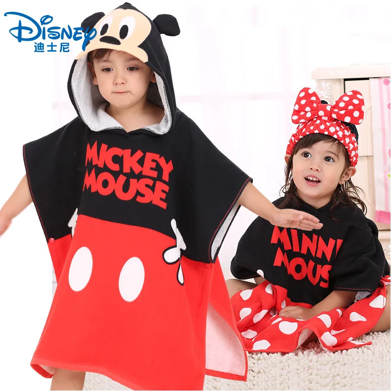 Банное полотенце Disney Mickey Minnie хлопковый плащ с капюшоном для детей пляжное