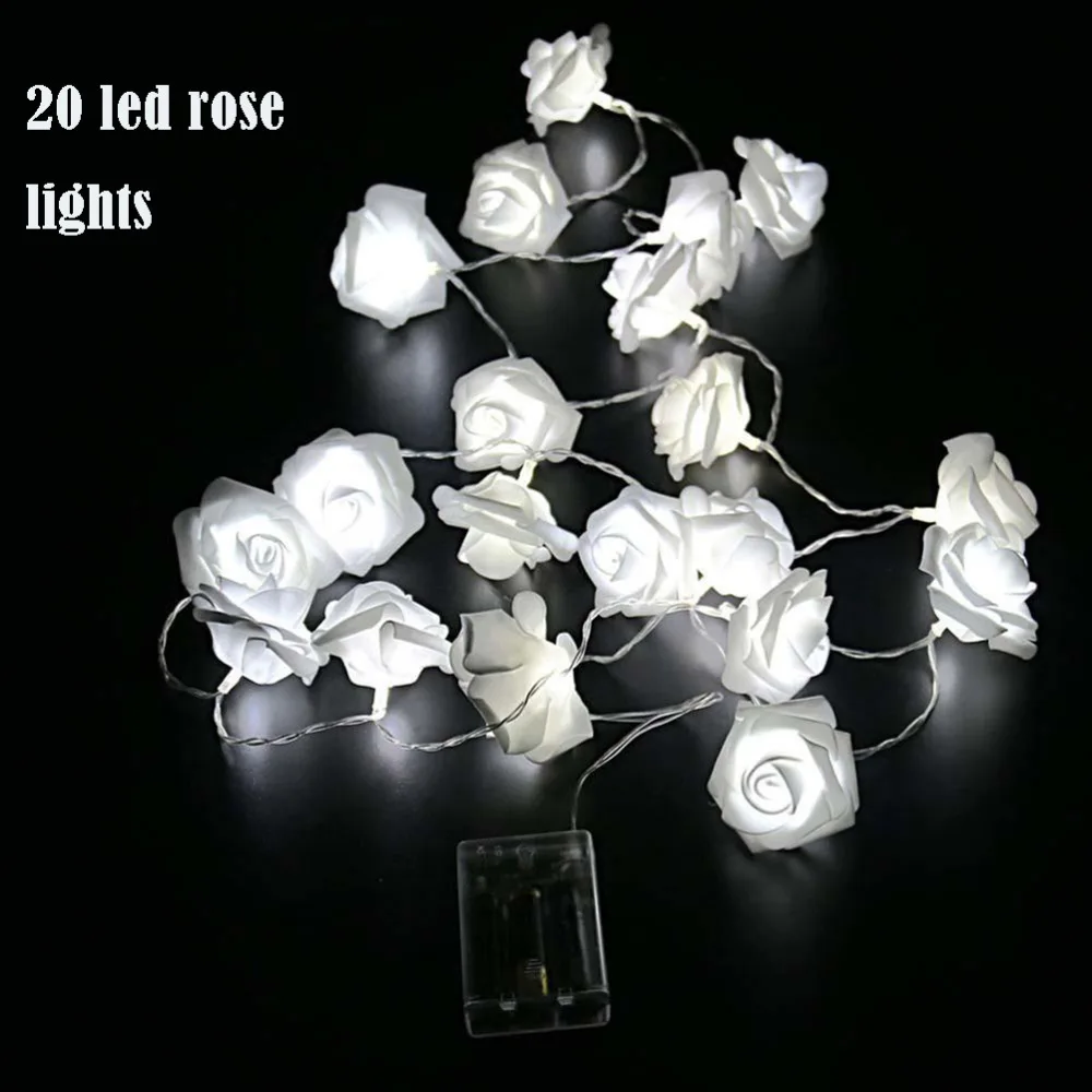 Гирлянда с 20 розовыми цветами светодиодная для свадьбы вечеринки Рождества на