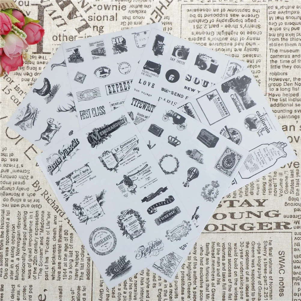 6 шт./компл. башня горячий воздух воздушный шар ноутбук Стикеры Ретро Печать с