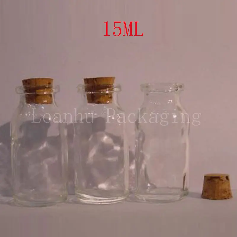 15ml Transparent Glass Bottle With Cork, 15cc Empty Cosmetic Container, Makeup Sub-bottling(50PC/Lot)