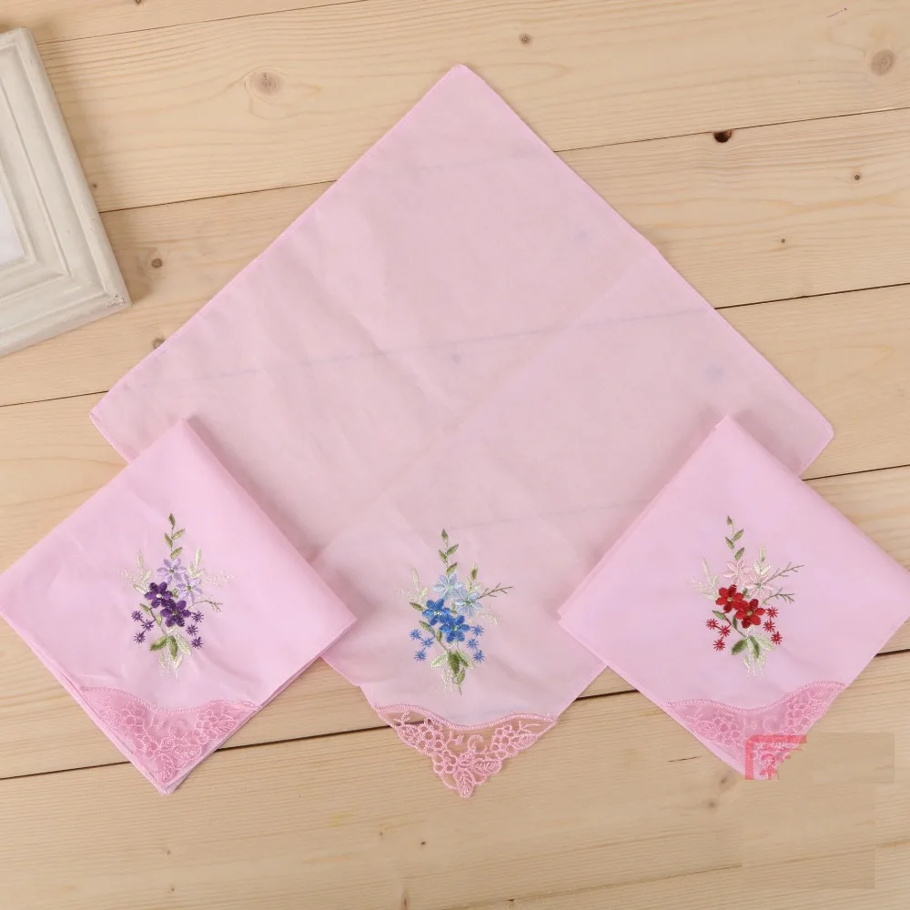 Винтажный хлопковый кружевной Цветочный носовой платок с вышивкой бабочки в