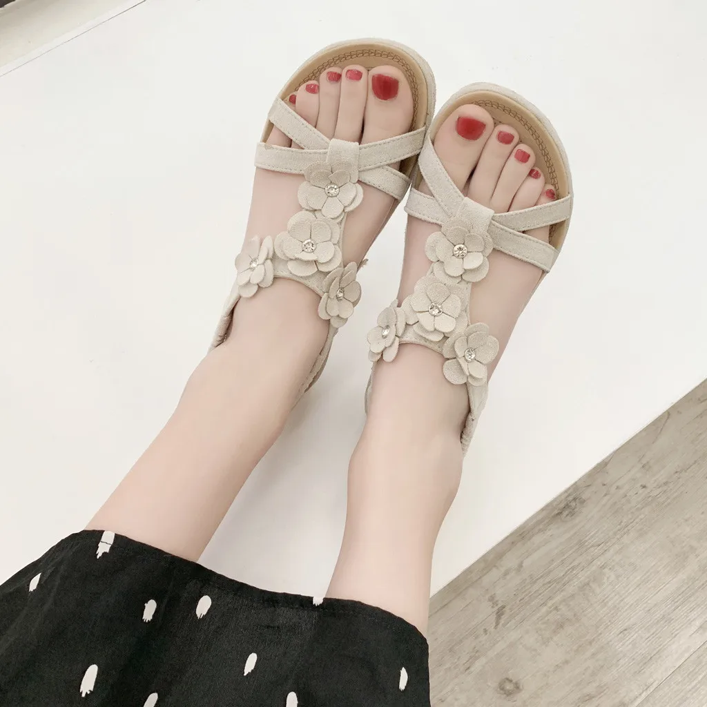 SAGACE/женские сандалии модные на плоской подошве повседневные пляжные со стразами