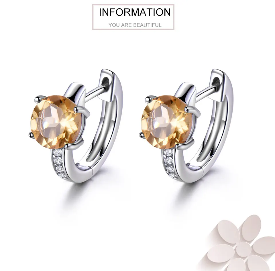 UMCHO 2.0ct натуральный цитрин клип серьги для женщин Настоящее 925 пробы женские серебряные серьги хорошее ювелирное изделие Мода Новинка