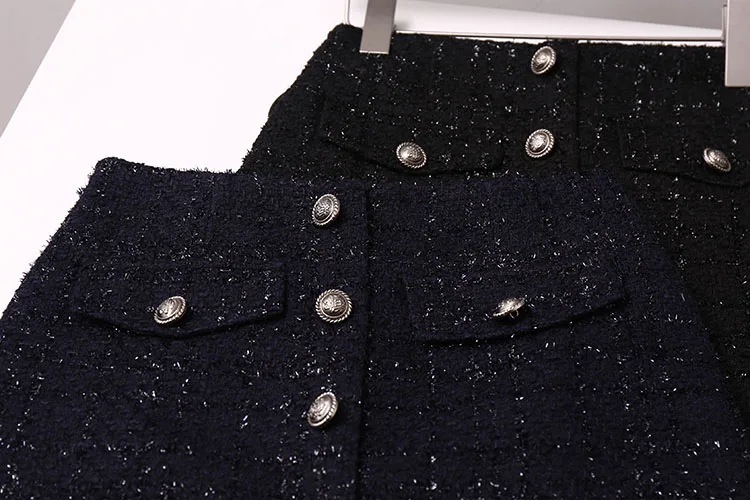 Роскошные 2019 Демисезонный Для женщин Кнопка дизайн Шерстяная Смесь твид