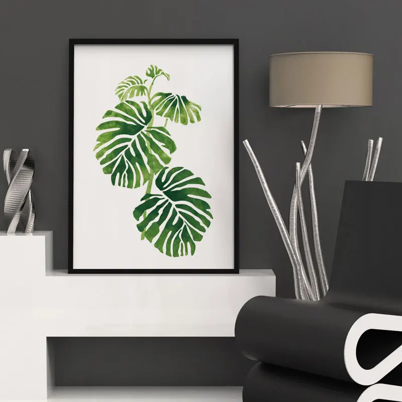 Тропические листья пальмы художественные принты зеленый тропический лес