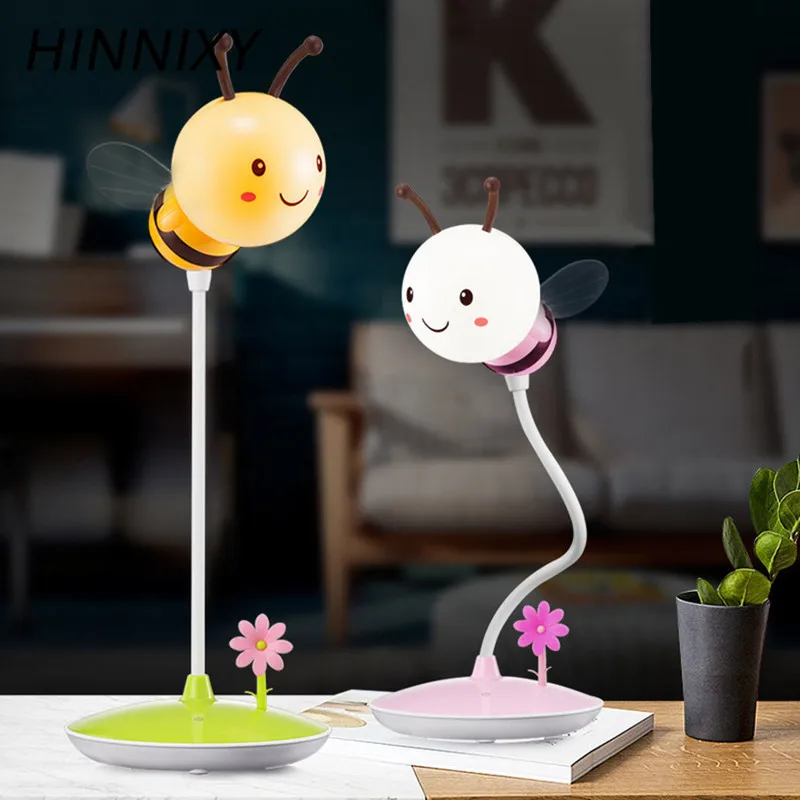 Hinnixy Bumble Bee ночник USB перезаряжаемая 3D настольная лампа животное розовый зеленый