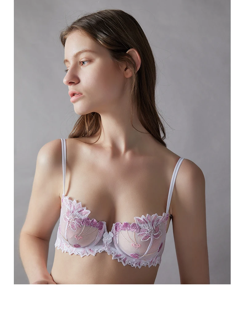 Lilymoda, женское ультратонкое нижнее белье, набор, без подкладки, сексуальный бюстгальтер, короткие наборы, пуш-ап, прозрачный, кружевной, с вышивкой, черный бюстгальтер, трусики