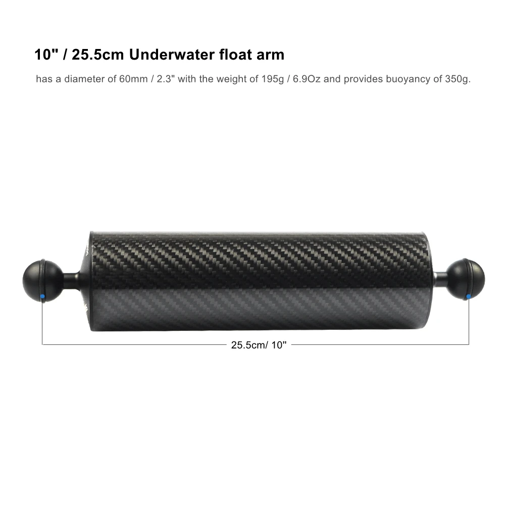 Поплавок MINIFOCUS 2x10 дюймов из углеродного волокна с двумя шариками подставка для