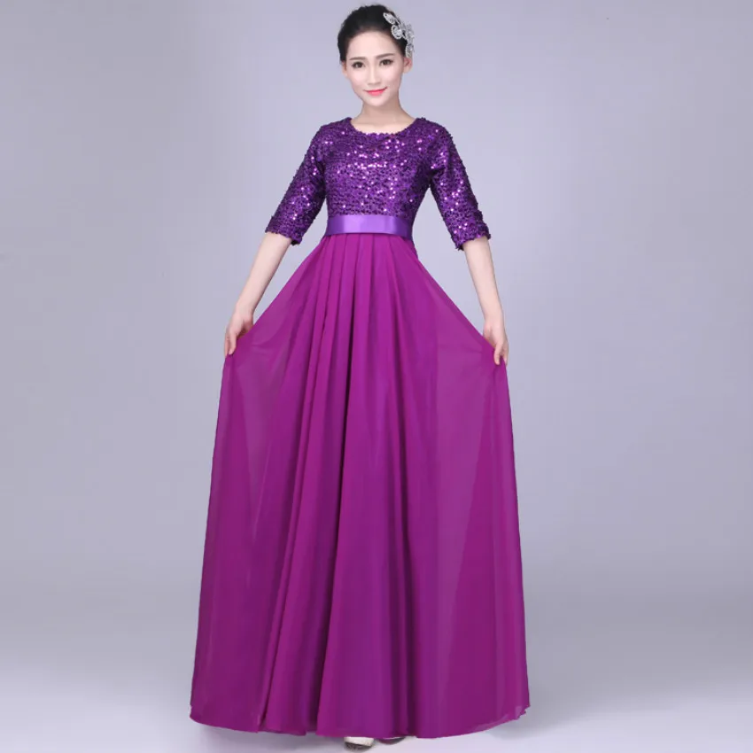 XYF01# новые весенне-летние костюмы для хора блестки красные, синие и фиолетовые длинные свадебные платья свадебное платье для выпускного вечера