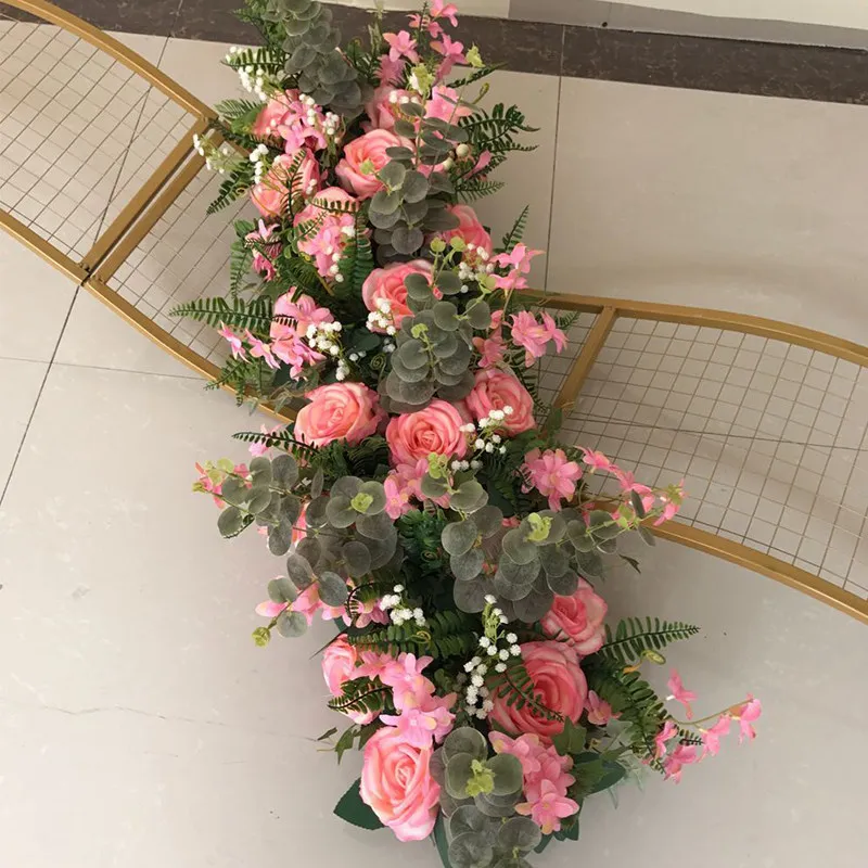 deep pink JAROWN Свадебные реквизиты предварительно функциональная зона 100 см ряд цветов дорожные свинцовые Вечерние Декорации сцена Сделай Сам шелковые цветы цветочный декор - Цвет: deep pink