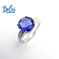 bolaijewelry925 sterling silver with 3ct uo nano blue tanzanite gemstone ring for women classic design
