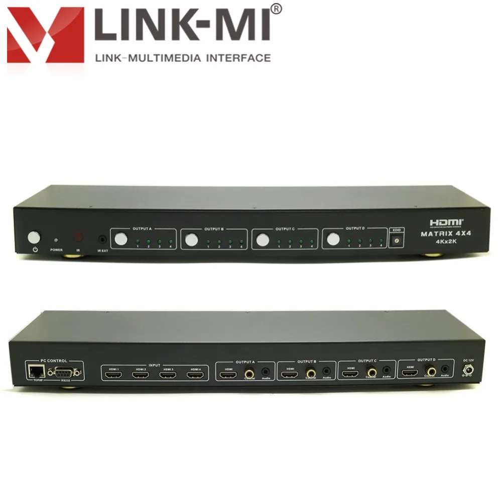 LINK-MI HDMI 4x4 видеоматричный коммутатор с ARC совместимый HDMI2.0/HDCP2.2 поддержка 4k x 2K 3D