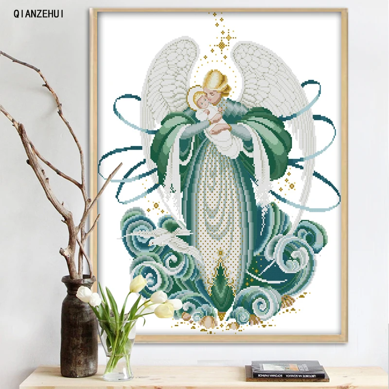 Набор для вышивки крестом QIANZEHUI набор рукоделия с героями мультфильма Мама-сын