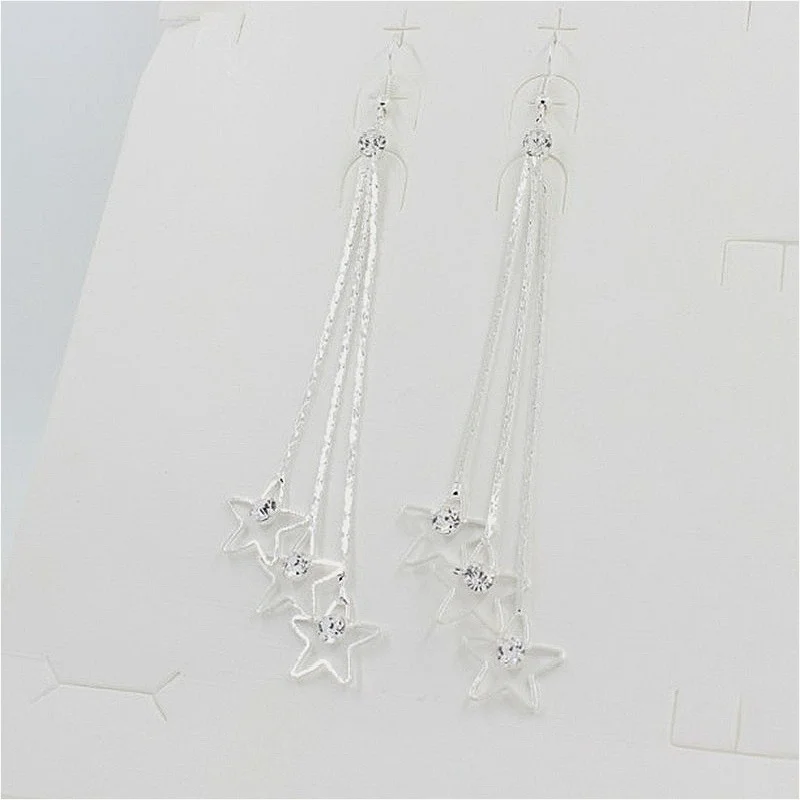 Модный свадебный кристалл элегантные серьги со стразами пятиконечная звезда