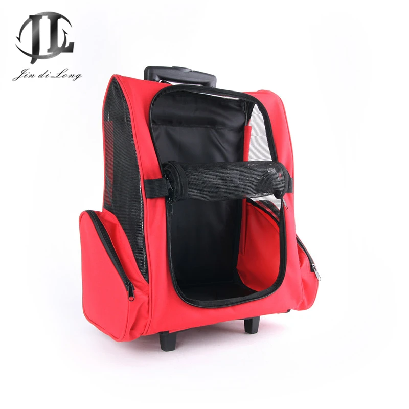 Сумка на колесиках для домашних питомцев портативный рюкзак переноски кошек и