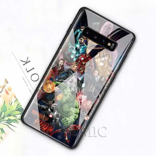 006 Чехол из закаленного стекла для samsung Galaxy S10e S10 S8 S9 Plus Note 9 10 A50 A70, чехол для телефона Мстители, Супермен, Бэтмен, роскошное стекло C - Цвет: 006
