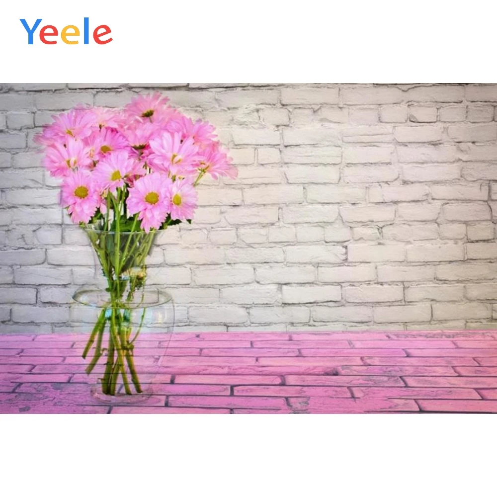 Yeele White Brick Wall Flowers Vase Baby Photocall Studio Photography Backdrops Photo Backdrop Background For shoots | Электроника