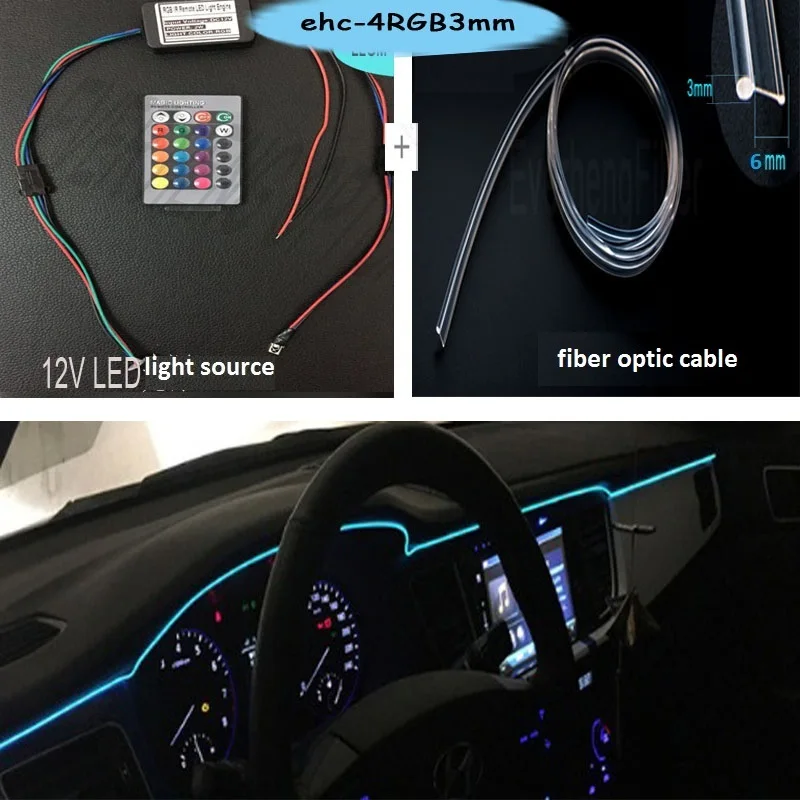 1 head Мини светодиодный светильник 12 В RGB цвета и боковые светящиеся оптические волокна с юбкой различные цвета для украшения салона автомобиля - Испускаемый цвет: 1 head