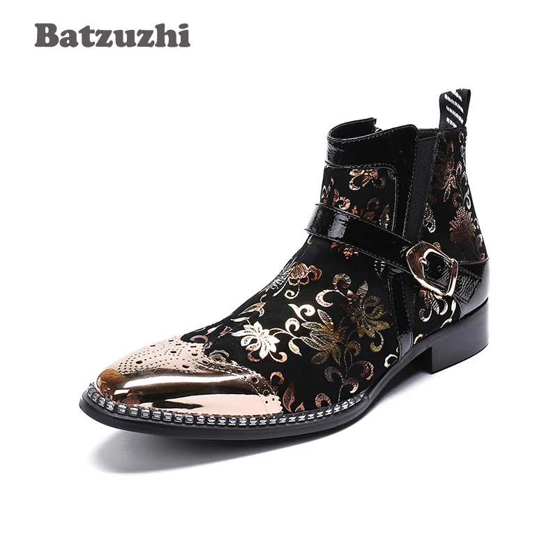 Batzuzhi рок с волнообразным краем zapatos de hombre Мужские ботинки до щиколотки черного
