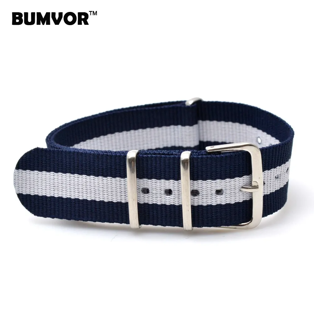 22 мм Ремешки для наручных часов Мужские Женские Темно-синие белые армейские