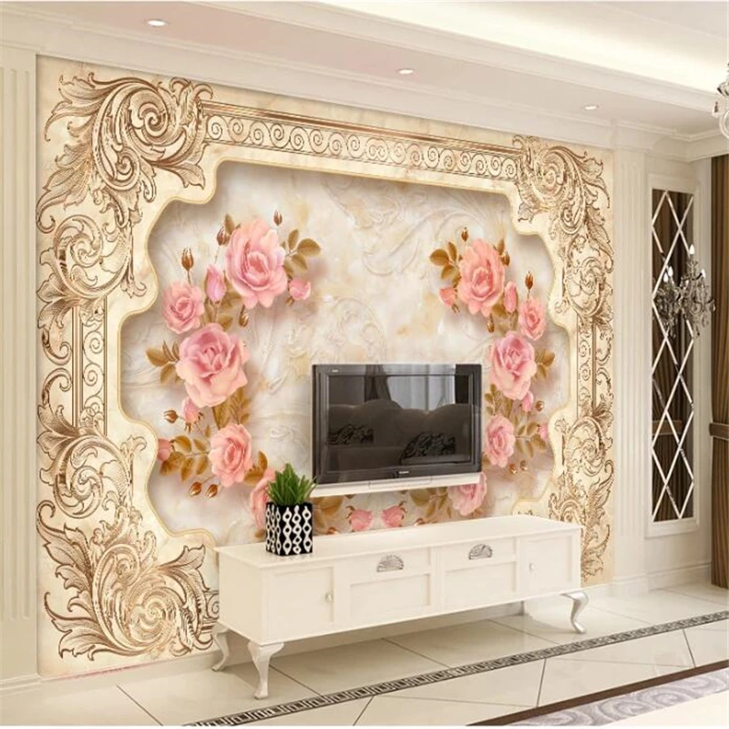 Papel де parede пользовательские обои 3d Европейский мрамор тисненый камень ТВ фон