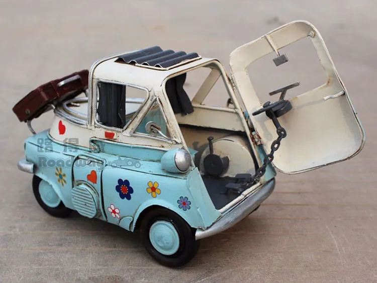 1958 красивый классический автомобиль ручной работы Сталь модель листового железа ISETTA 300 1:12 Ретро металлическая модель автомобиля украшения