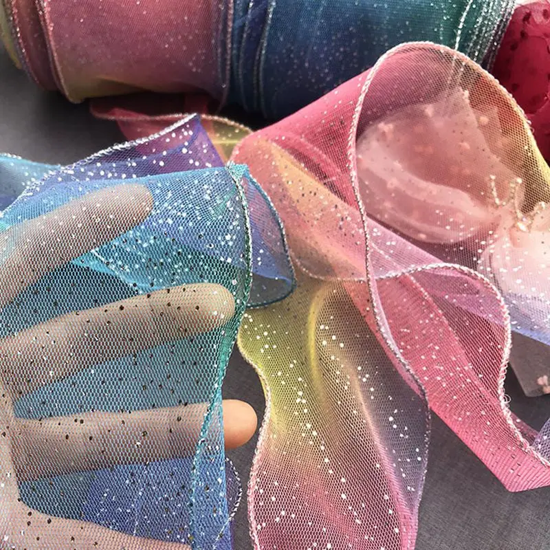 Прозрачная волнистая пряжа с градиентом 8 см * 20 м блестящими стразами стразы