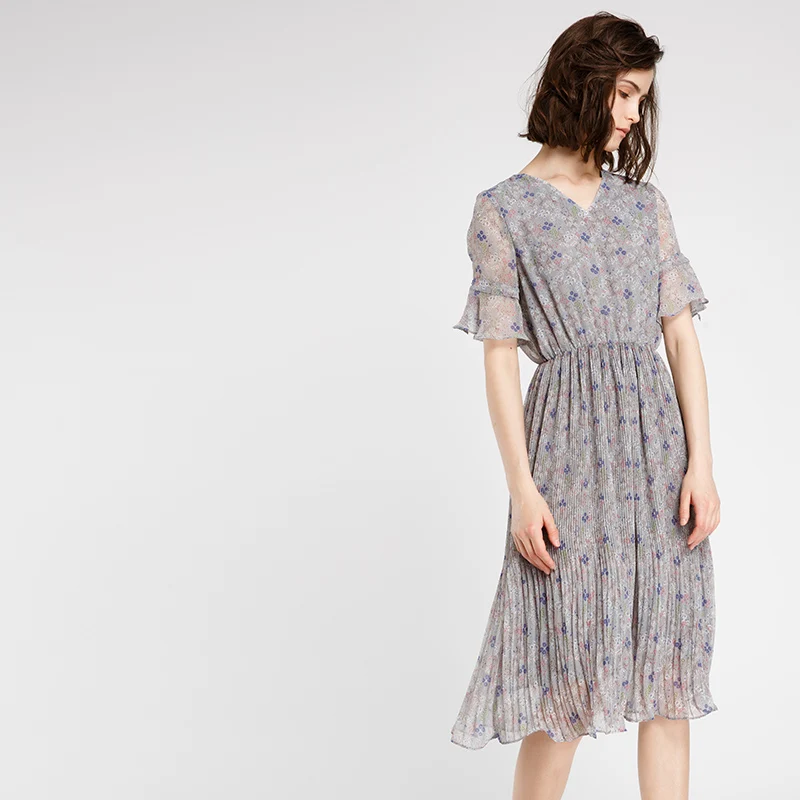 2017 летом печати шифон плиссированные платья|pleated dress|pleated chiffon dressdress dress |