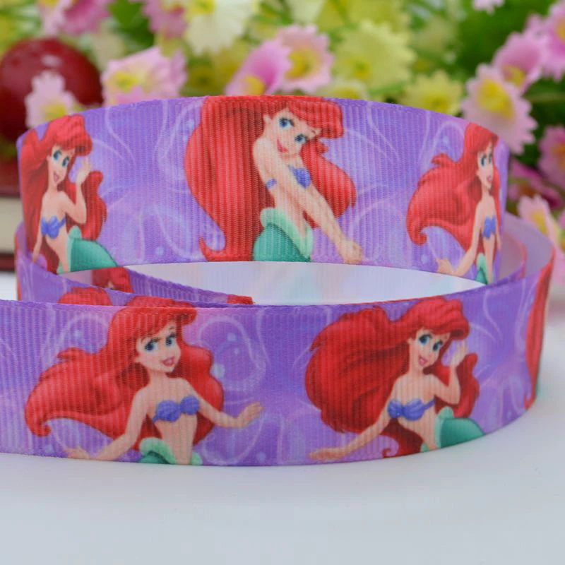 DUWES 7/8&quot 22mm 2 5 10 20 50 Yards Ariel princess Printed grosgrain ribbon hair bow DIY handmade Retail | Детская одежда и