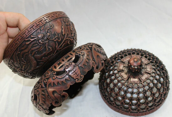 xiuli 003447 8&quot Tibet Bronze Buddhism FengShui Dragon Coin BAT Statue Incense Burner Censer | Дом и сад