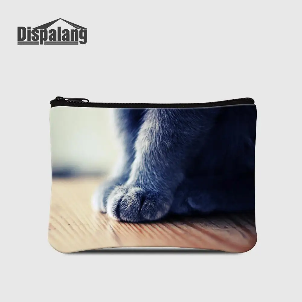 Серый Dispalang женские кошельки милый кошелек с принтом кота мини короткий держатель карт Леди кошелек Малый клатч на молнии Детский кошелек - Цвет: Серый