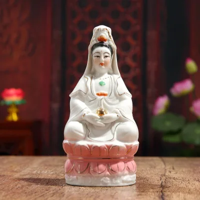 8Inch White jade Буддийские Керамика Материал гироборд с колесами 8 дюймов богини богатства и богини милосердия украшение юкм Гуаньинь Бодхисаттвы - Цвет: 8Inch White jade