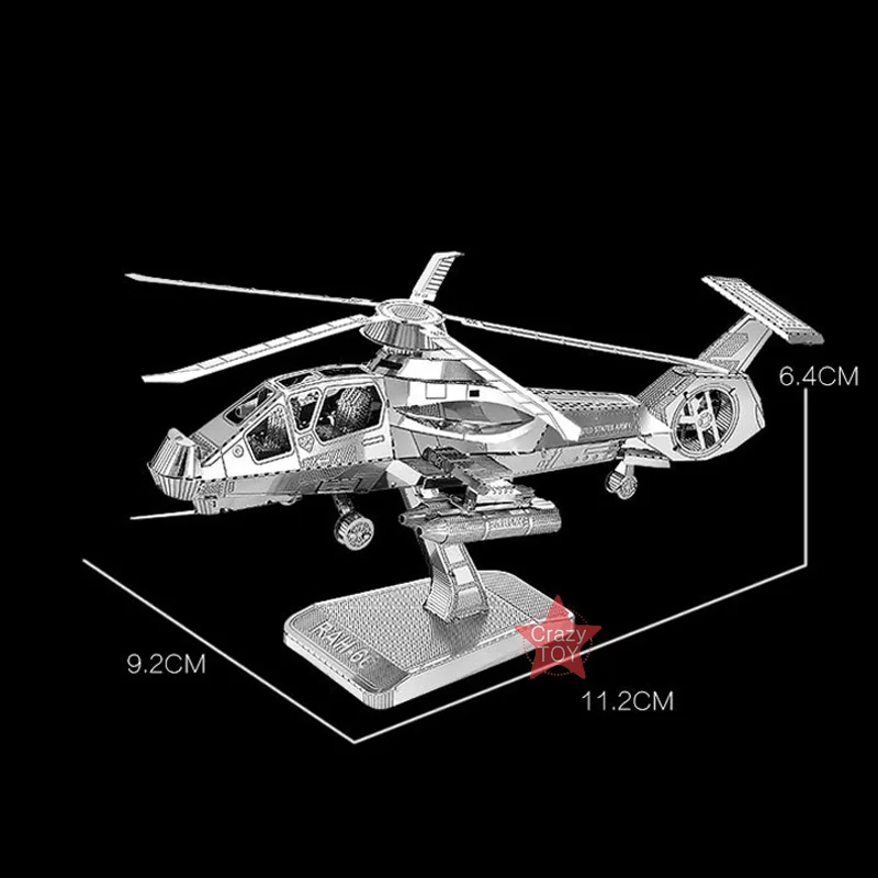 2 шт. 3D металлический нано головоломка KA 50 самолета RAH 66 стелс вертолет собрать