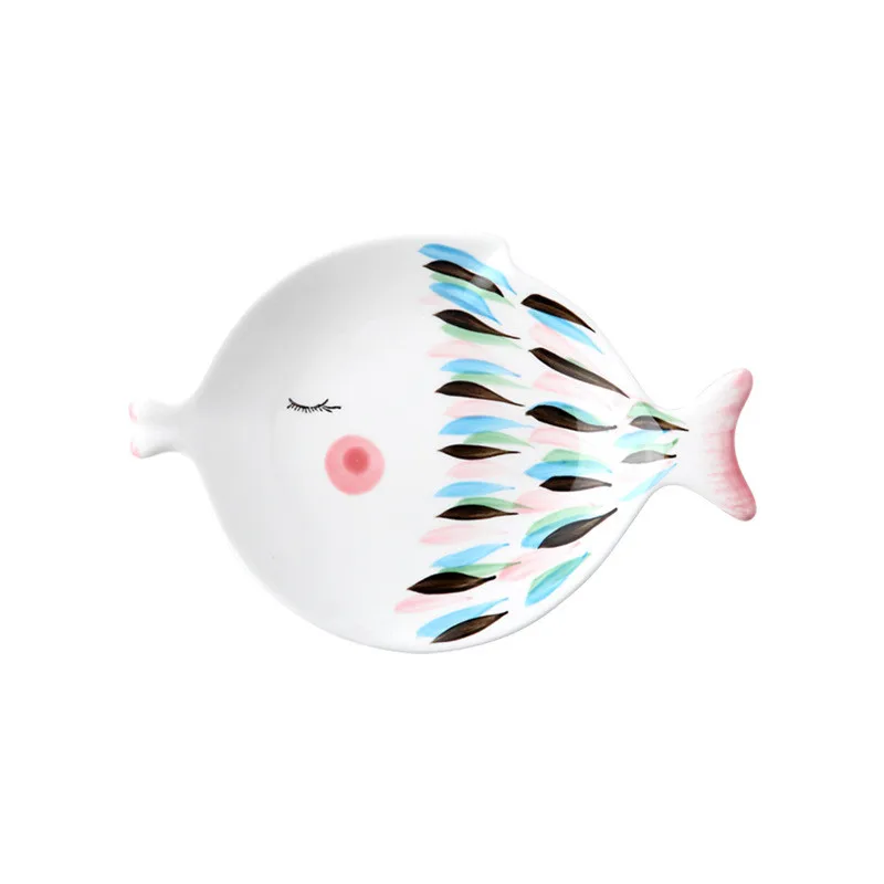 Керамическая тарелка в скандинавском стиле Kiss Fish симпатичная фарфоровая