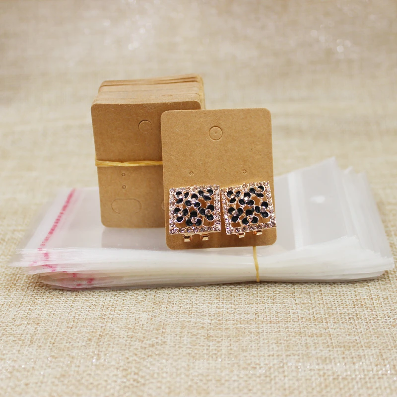 5*4 см крафт/розовый/черный цвет пустая бумага карта для серег 100 шт. + oppbag ювелирных