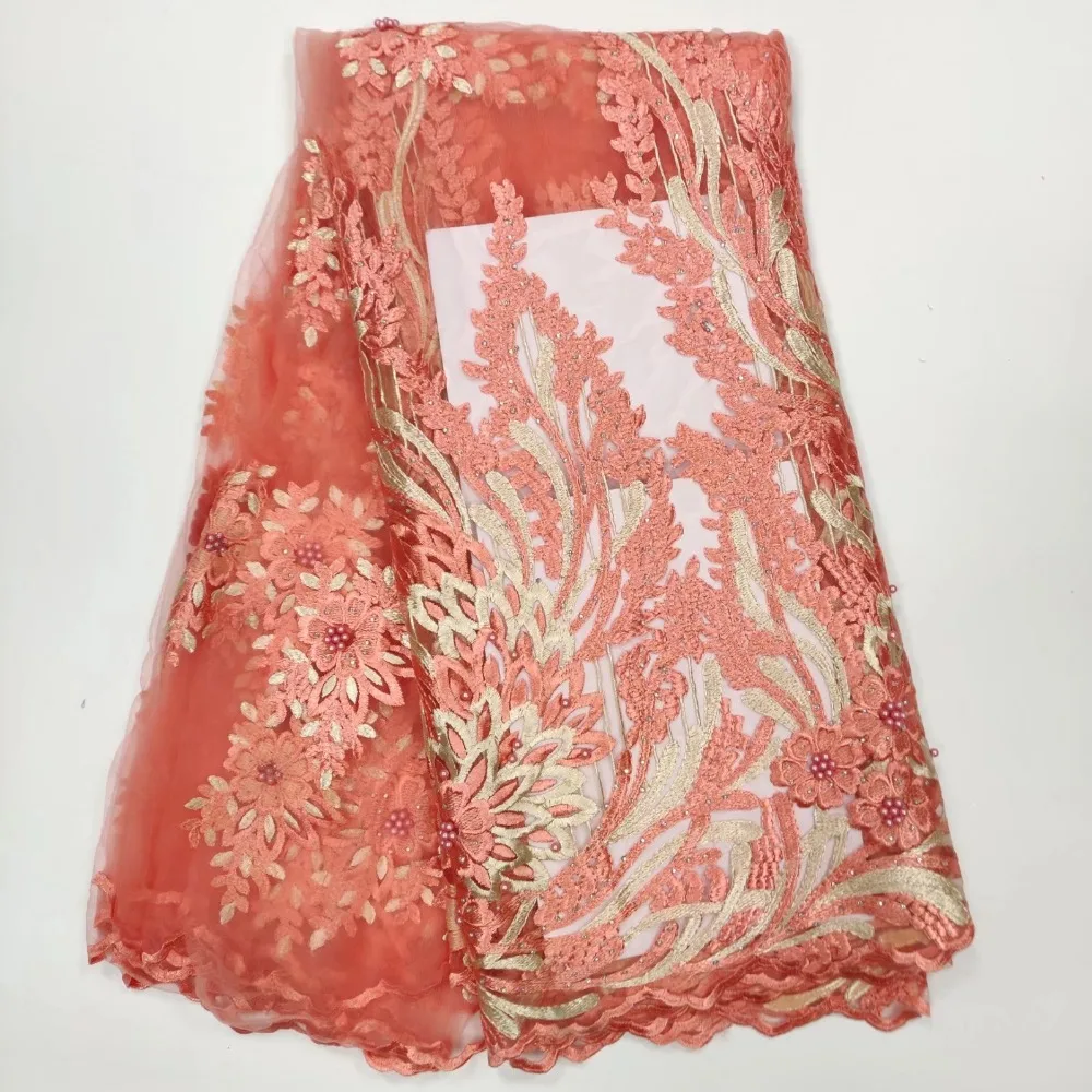 Madison 3d цветок кружева ткань французский тюль ткани с бисером + камни Африканский