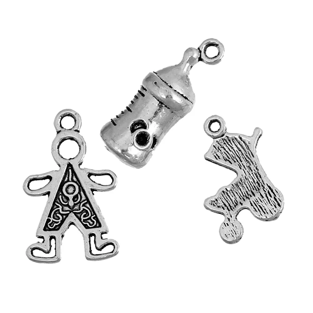 Милые детские Подвески Doreen Box 30 смешанных серебряных цветов (B08081)|baby pendant|pendant mixmixed