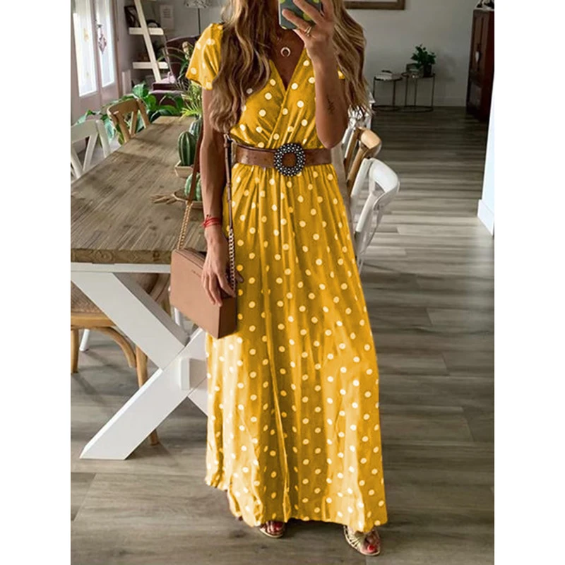 Платье в горошек женское платье макси Узкий крой на лето вечерние платья Пляжное